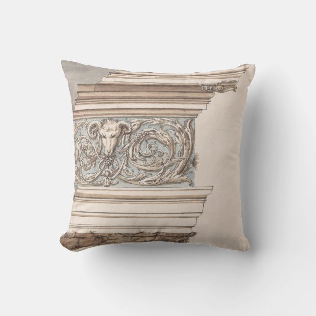 Entablature Vintage Teckning Illustration Kudde (Framsida)
