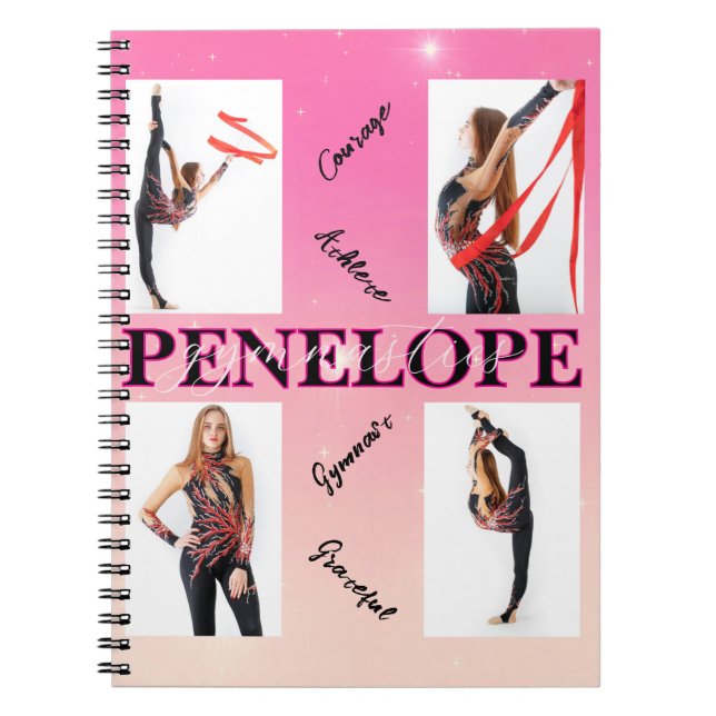 Entangated Gymnastics Rosa 4 Photo Encouragement Anteckningsbok (Framsidan)