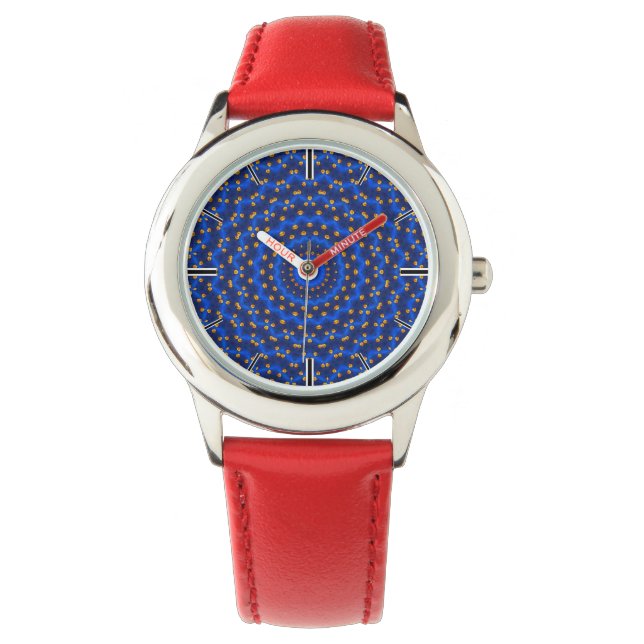 Ente auf Blau Kaleidoscope Small Armbandsur (Framsida)