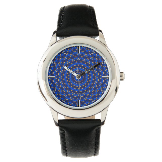 Ente auf Blau Kaleidoscope Small Armbandsur (Framsida)