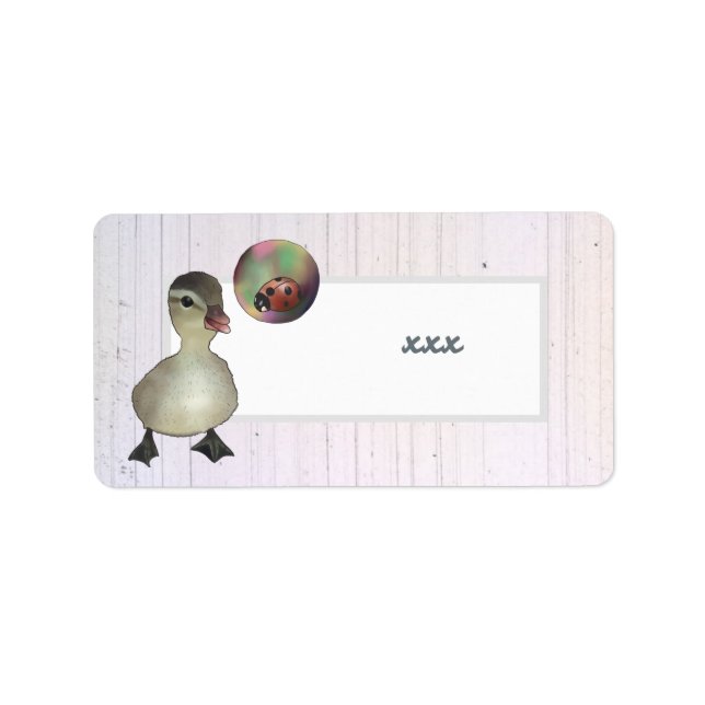 Ente und Seifenblase Adressetikett (Framsidan)