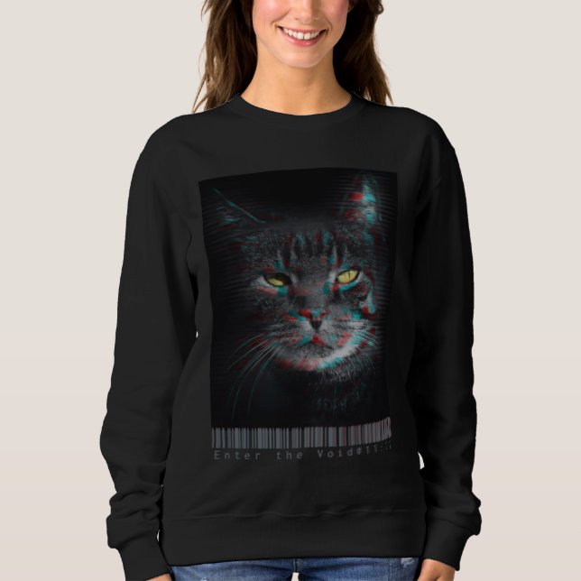 Enter The Void Glitch Maine Coon Feline Aesthetic  T Shirt (Framsida)