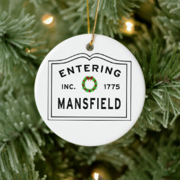 Entering Massachusetts Town Mansfield Julgransprydnad Keramik