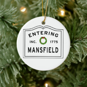 Entering Massachusetts Town Mansfield Julgransprydnad Keramik