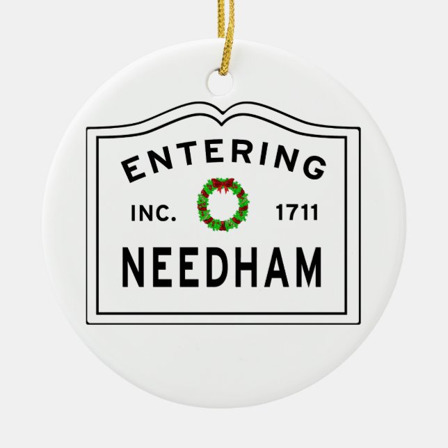 Entering Needham Massachusetts Julgransprydnad Keramik (Framsidan)