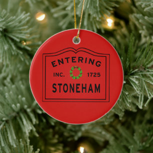 Entering Town Massachusetts Stoneham jul Julgransprydnad Keramik