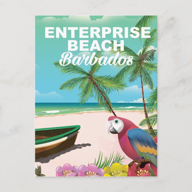 Enterprise Beach Barbados semester poster Vykort (Framsida)