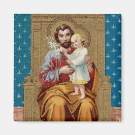 Enthroned St Joseph med Småbarn Jesus Child Magnet