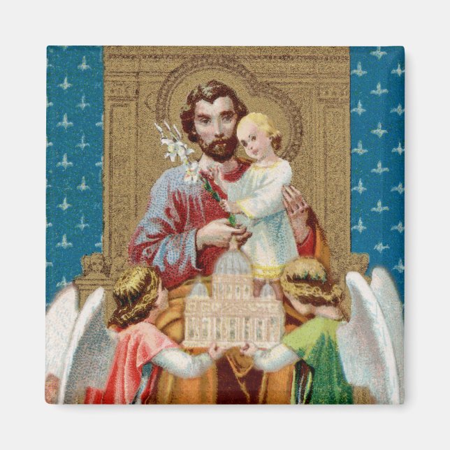 Enthroned St. Joseph Receiving Vatican Maquette Magnet (Framsidan)