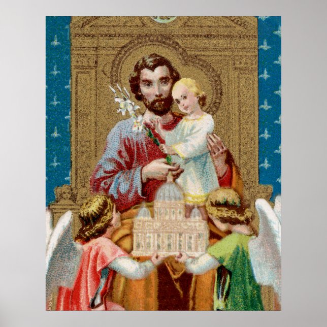 Enthroned St. Joseph Receiving Vatican Maquette Poster (Framsidan)