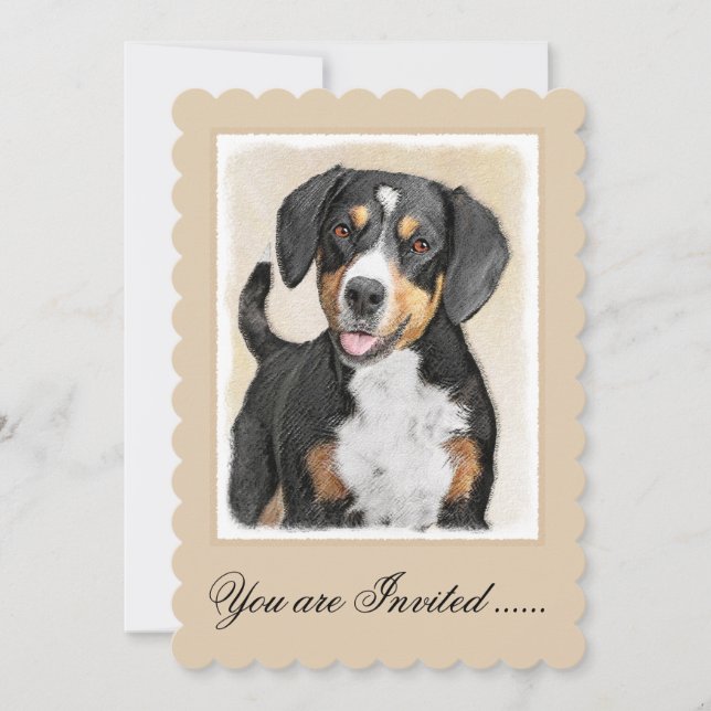 Entlebucher Mountain Dog-målning - Original konst Inbjudningar (Framsida)