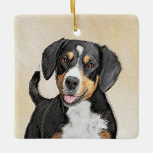 Entlebucher Mountain-Hund - originalbild Julgransprydnad Keramik