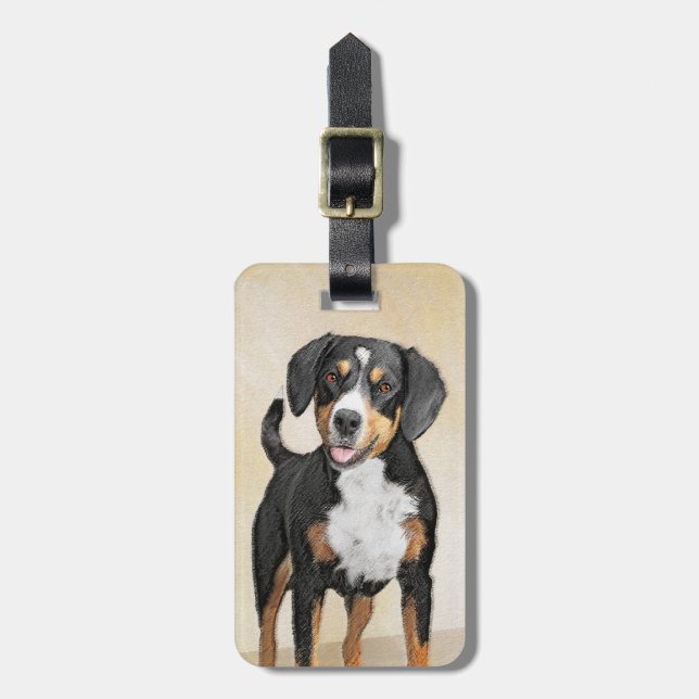 Entlebucher Mountain Hund Painting - Original Art Bagagebricka (Vertikal Framsida)