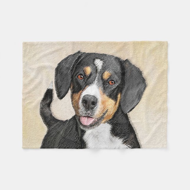 Entlebucher Mountain Hund Painting - Original Art Fleecefilt (Framsidan (Horisontell))