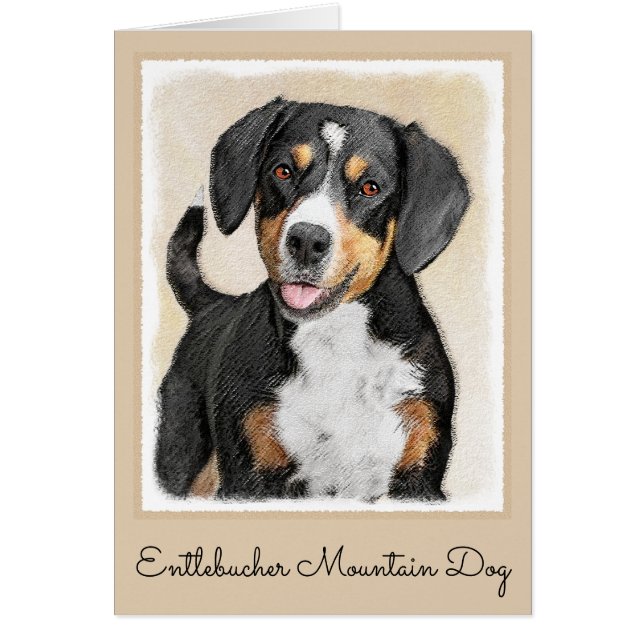 Entlebucher Mountain Hund Painting - Original Art Hälsningskort (Framsidan)