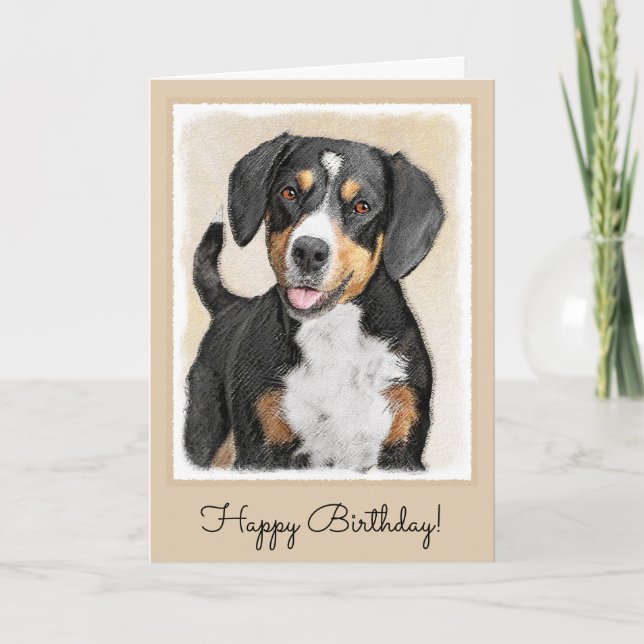 Entlebucher Mountain Hund Painting - Original Art Kort (Framsida)