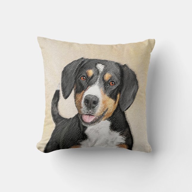 Entlebucher Mountain Hund Painting - Original Art Kudde (Framsida)