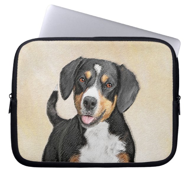 Entlebucher Mountain Hund Painting - Original Art Laptop Fodral (Framsidan)