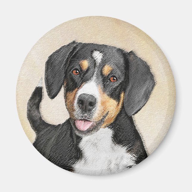 Entlebucher Mountain Hund Painting - Original Art Magnet (Framsidan)