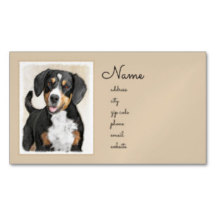 Entlebucher Mountain Hund Painting - Original Art Magnetiska Visitkort