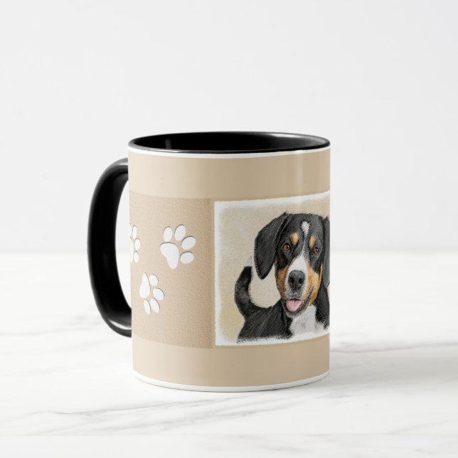 Entlebucher Mountain Hund Painting - Original Art Mugg (Framsida vänster)