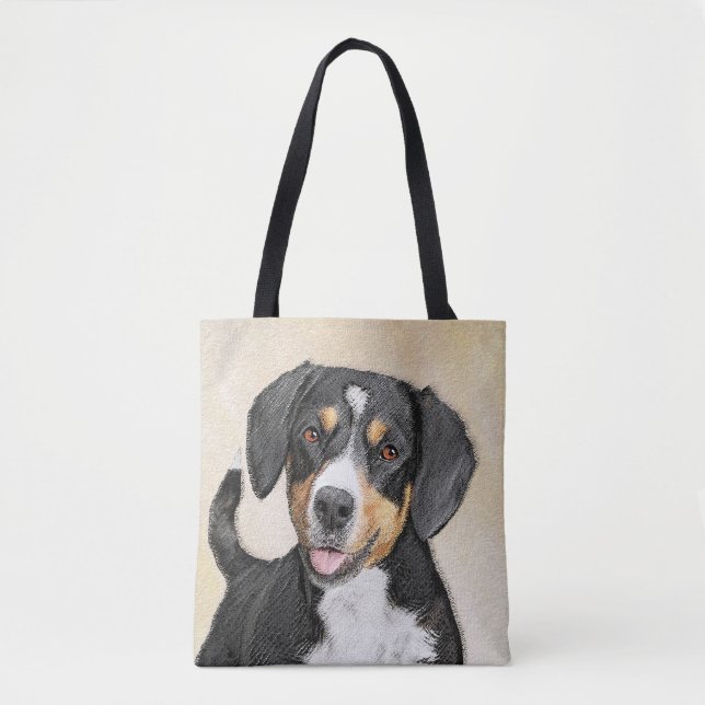 Entlebucher Mountain Hund Painting - Original Art Tygkasse (Framsida)