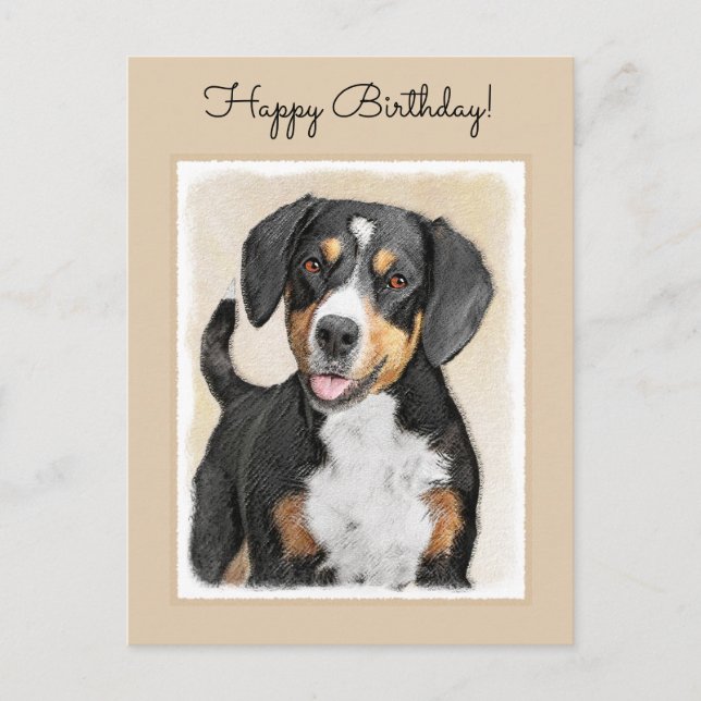 Entlebucher Mountain Hund Painting - Original Art Vykort (Framsida)