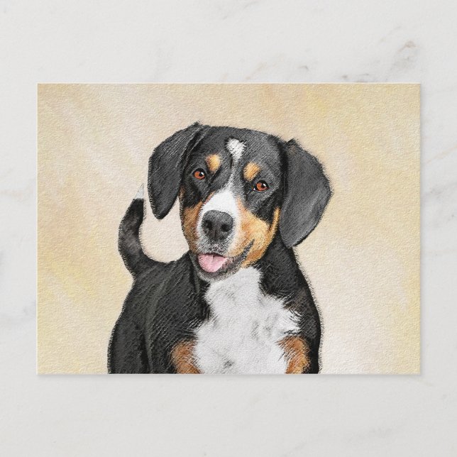 Entlebucher Mountain Hund Painting - Original Art Vykort (Framsida)