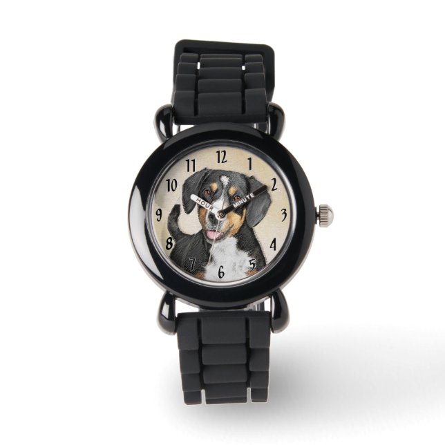 Entlebucher Mountain Hund Painting Original Hund Armbandsur (Framsida)
