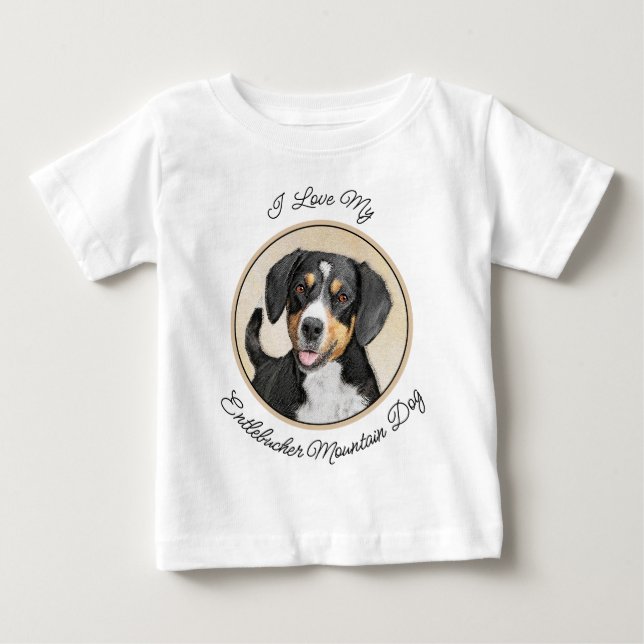 Entlebucher Mountain Hund Painting Original Hund T Shirt (Framsida)