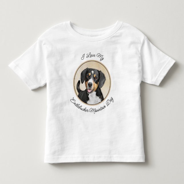 Entlebucher Mountain Hund Painting Original Hund T Shirt (Framsida)