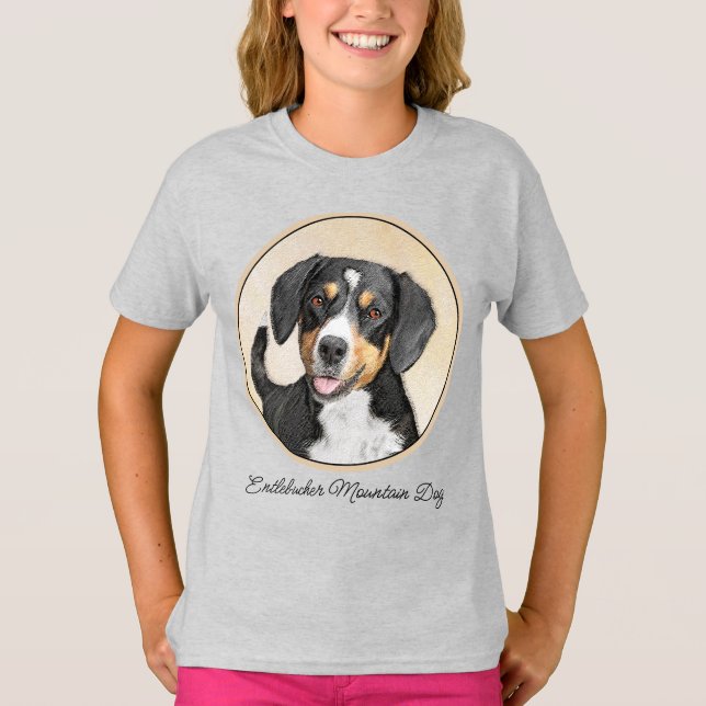 Entlebucher Mountain Hund Painting Original Hund T Shirt (Framsida)