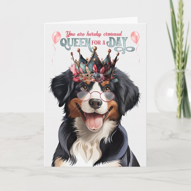 Entlebucher Mountain Hund Queen Funny Birthday Kort (Framsida)