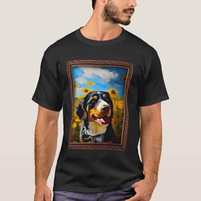 Entlebucher Mountain Painting Solros Flower Mamma T Shirt (Framsida)