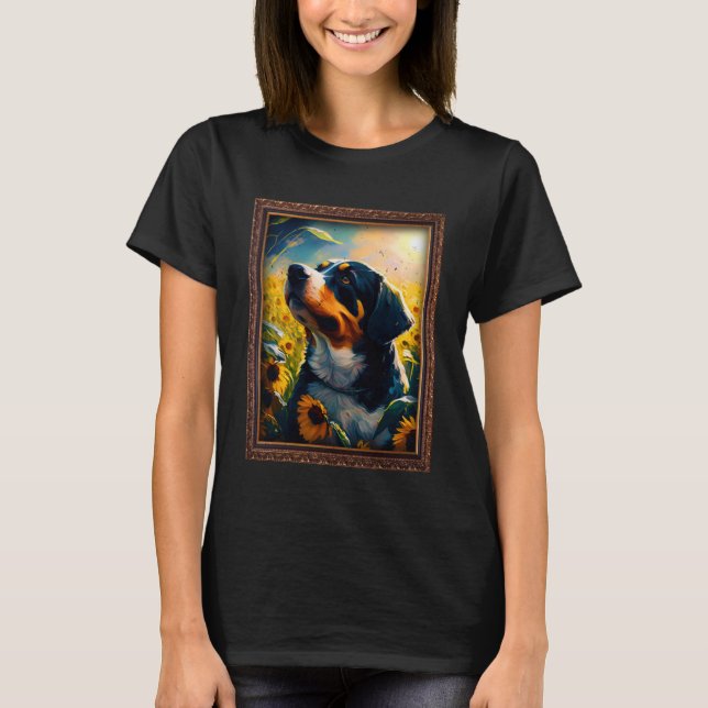 Entlebucher Mountain Painting Solros Flower Mamma T Shirt (Framsida)