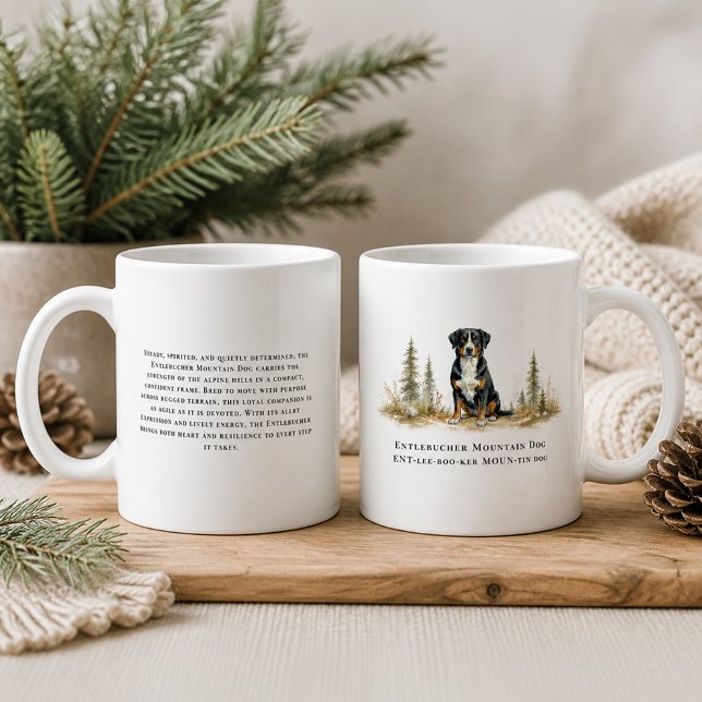 Entlebucher Sennenhund Akvarell Ras Citat Kaffemugg (Skapare uppladdad)