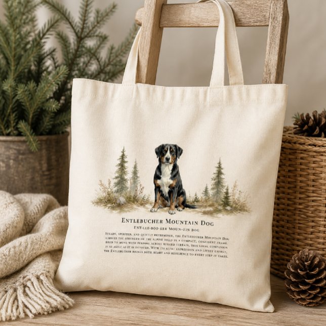 Entlebucher Sennenhund Akvarell Ras Citat Tygkasse (Skapare uppladdad)