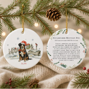 Entlebucher Sennenhund Monogram Julgransprydnad Keramik
