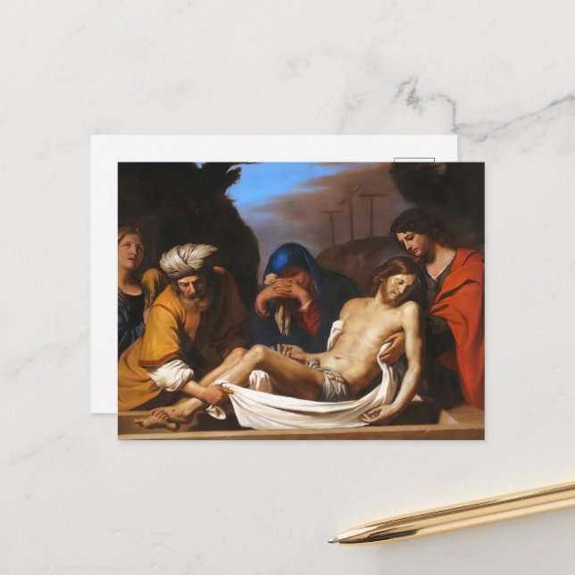 Entombment by Guercino Religiösa Art Vykort (Fram/Back In Situ)