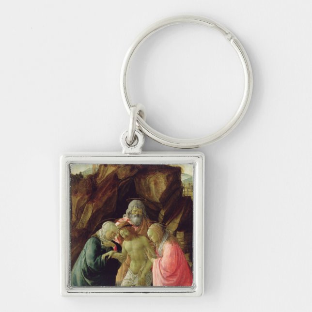 Entombmenten Fyrkantig Silverfärgad Nyckelring (Framsidan)