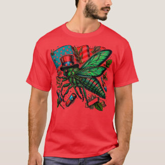 Entomology Cicada 4th july Älskare Cicada Fest 202 T Shirt