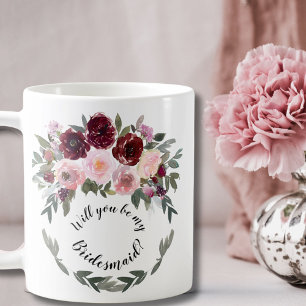Entourage Förslag Burgundy & Blush Blommig Krans  Kaffemugg