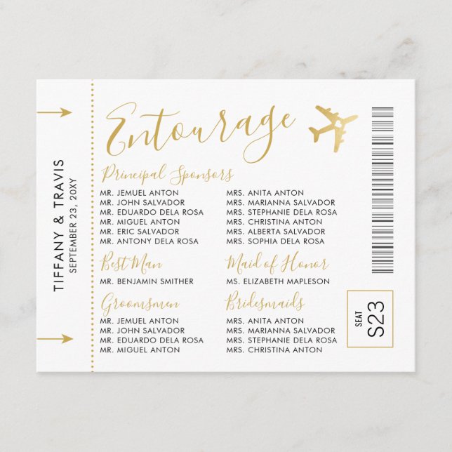 Entourage Insert Resa Tema Ombordstigningskort Bil Tilläggskort (Framsida)