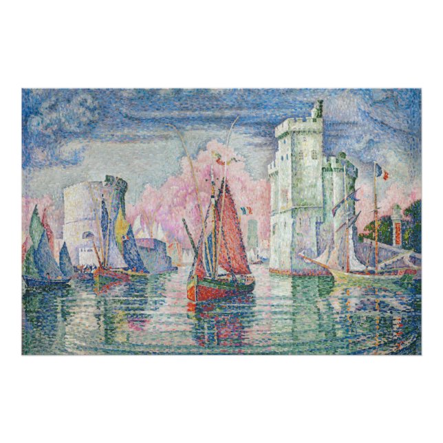 Entrance of La Rochelle Harbor, Paul Signac Fototryck (Framsidan)