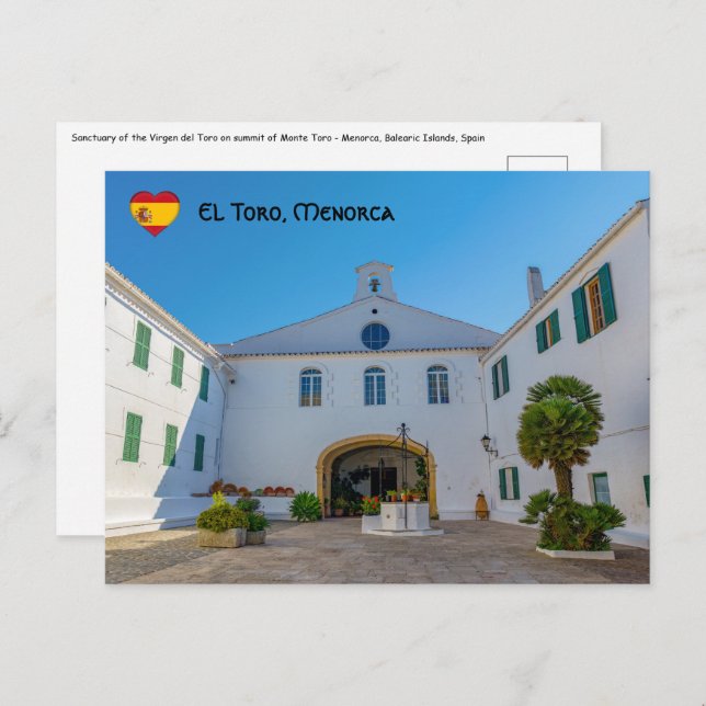 Entrance to Monte Toro Monastery - Menorca, Spanie Vykort (Fram/baksida)