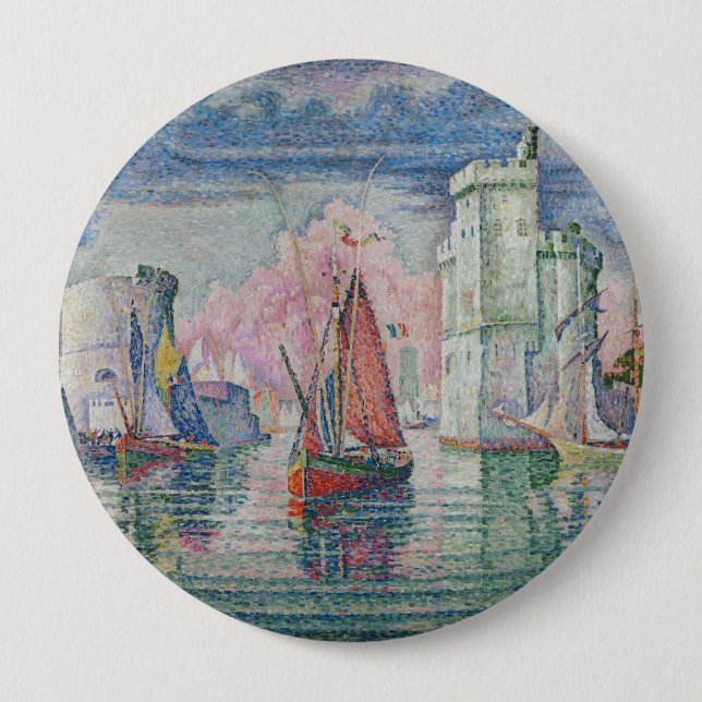 Entrén till La Rochelle hamn, Paul Signac Knapp (Framsida)