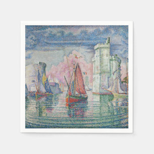Entrén till La Rochelle hamn, Paul Signac Pappersservett