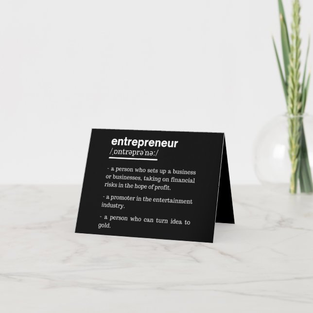 Entrepreneur Definition funny Business Owner Gift Anteckningskort (Framsida)