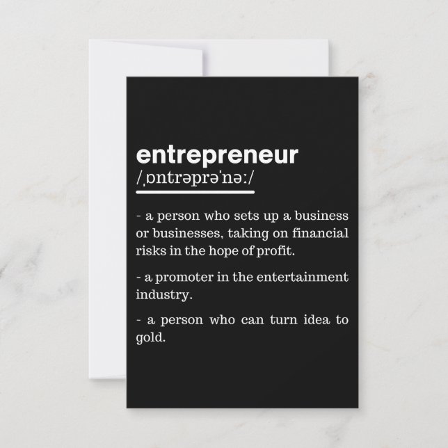 Entrepreneur Definition funny Business Owner Gift Anteckningskort (Framsida)
