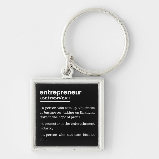 Entrepreneur Definition funny Business Owner Gift Fyrkantig Silverfärgad Nyckelring (Framsidan)